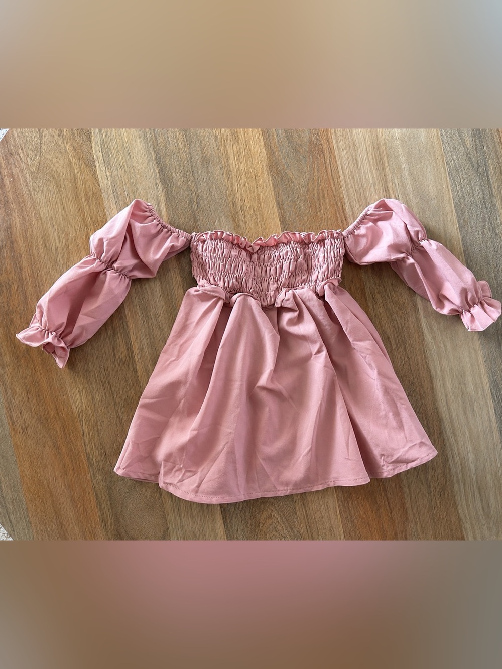 Bailey’s Blossoms Toddler Girls Dusty Rose Pink Smocked Puff Sleeve Dress